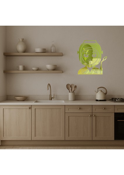 Iç Mekan Dekoratif Saçlı Fabrika Işçisi Kadın Emoji Altın Aynalı Tablosu - MRS1634-9165 modelleri