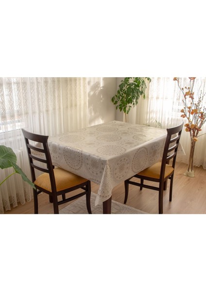 Astarlı ve Silinebilir Osmanlı Desenli Pvc Masa Örtüsü, Bej Renk, Hijyenik Kullanım fiyatları