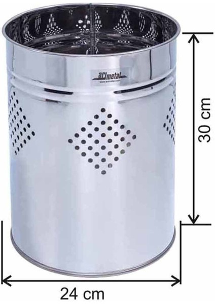 13 Litre Paslanmaz Çöp Kovası, Delikli ve Şık Tasarım