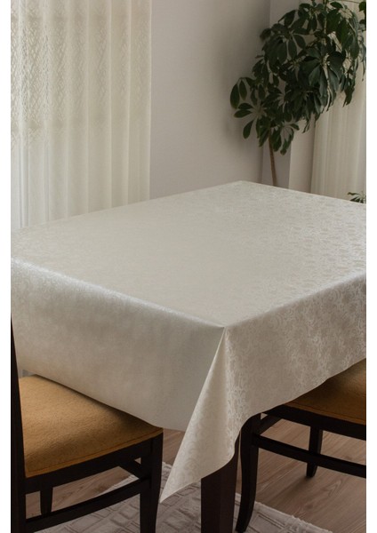 Astarlı ve Silinebilir Hijyenik Pvc Masa Örtüsü, Şık ve Kullanışlı Bej Renk