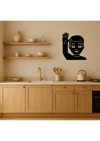Mdf El Kaaldıran Erkek Çocuk Emoji Dekoratif Tablo - MRS8939-7051 fiyatları