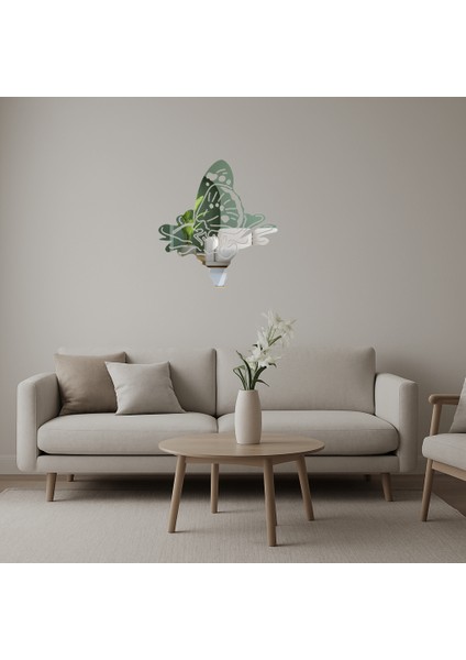 Kelebek Desenli Modern Duvar Aynalı Tablosu - MRS6220-6307