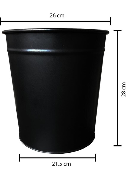 Siyah Metal Ofis Tipi Masa Altı Çöp Kovası - 5 Adet