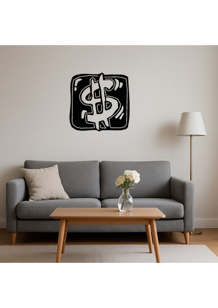 Sarı Zemin Üzerinde Dolar Sembolü Dekoratif Mdf Tablo - MRS9184-8031 fırsatları