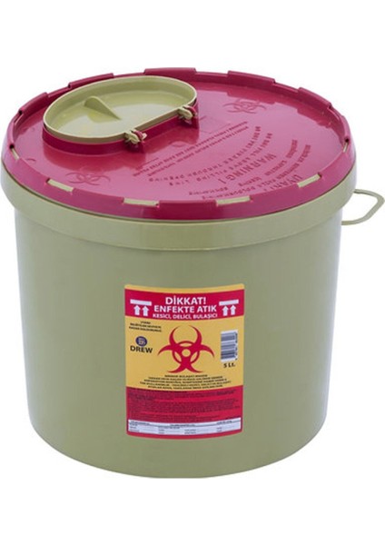 Yeşil 5 Lt Tıbbi Atık Kovası Seti, Hijyenik ve Kullanışlı 5 Adet