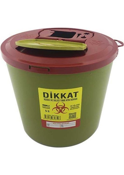 Yeşil 5 Lt Tıbbi Atık Kutusu, Hijyenik ve Kullanışlı Sağlık Atık Kutusu