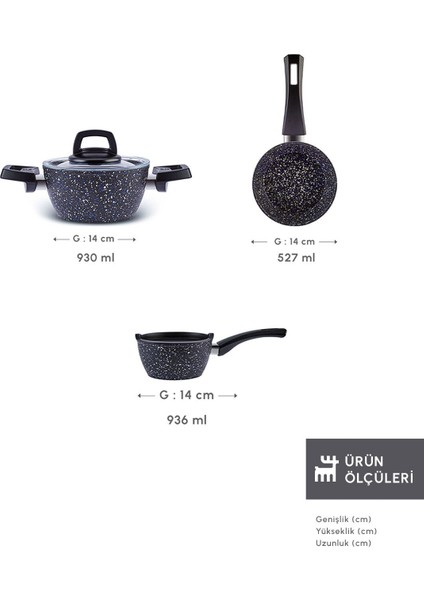 Mini 5 Parça Granit Tencere ve Tava Seti, Gri, Dayanıklı ve Şık Mutfak Gereçleri fiyatları