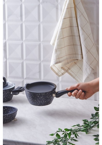 Mini 5 Parça Granit Tencere ve Tava Seti, Gri, Dayanıklı ve Şık Mutfak Gereçleri fırsatları