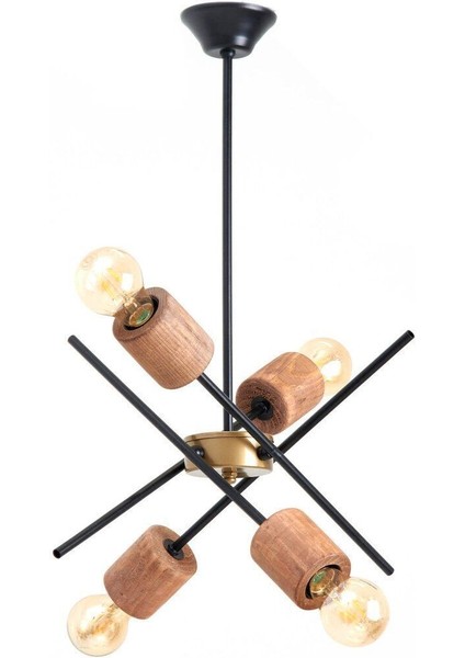 Ahşap Detaylı 4'lü Avize, Şık ve Sıcak Ortamlar Için Ideal fiyatları