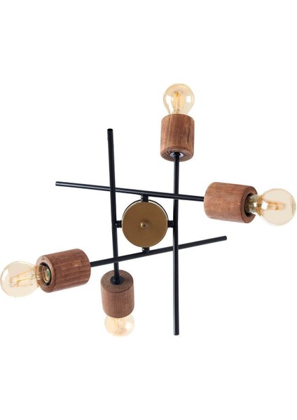 Ahşap Detaylı 4'lü Avize, Şık ve Sıcak Ortamlar Için Ideal modelleri