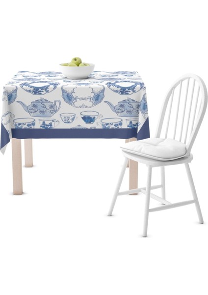 Mavi Lotus Desenli Şık Masa Örtüsü, Ev ve Yemek Alanları Için Uygun modelleri