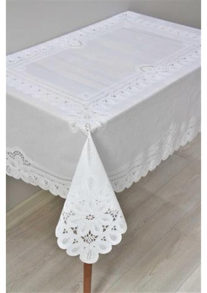 Beyaz Dantel Görünümlü Silinebilir Pvc Masa Örtüsü Zincirli fiyatları