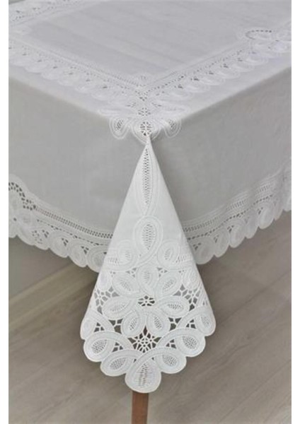 Beyaz Dantel Görünümlü Silinebilir Pvc Masa Örtüsü Zincirli modelleri