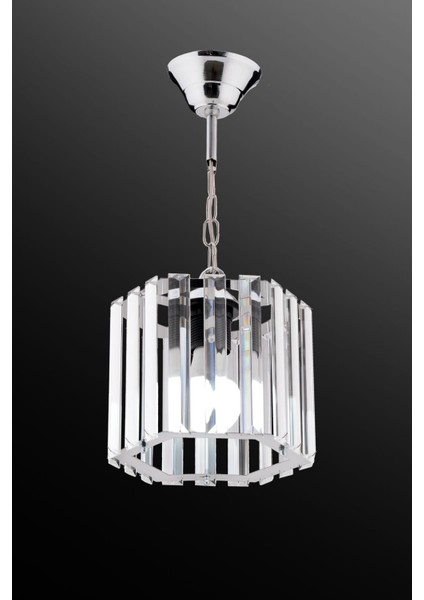 Altıgen Kristal Taşlı Sarkıt Gümüş Avize, 18CM, Salon, Mutfak, Hol, Oda Için Şık Aydınlatma fiyatları