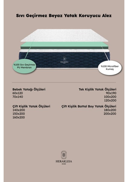 Micro 4 Köşe Lastikli Sıvı Geçirmez Pamuklu Yatak Koruyucu fiyatları