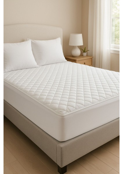 Pamuklu Kapitone Fitted Yatak Koruyucu, Sıvı Geçirmez, Beyaz, Full Kenar fiyatları