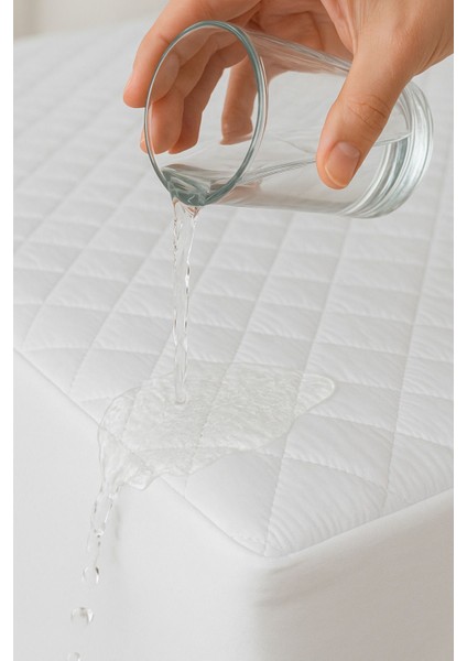 Pamuklu Kapitone Fitted Yatak Koruyucu, Sıvı Geçirmez, Beyaz, Full Kenar modelleri