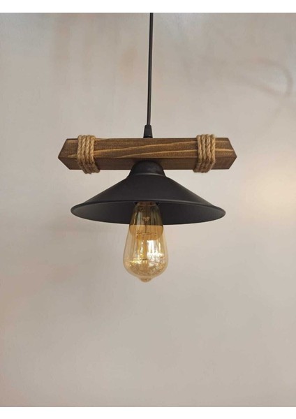 Modern Ahşap Sarkıt Avize, Halat Detaylı, Kahverengi, Şık ve Rustik Tasarım indirimleri