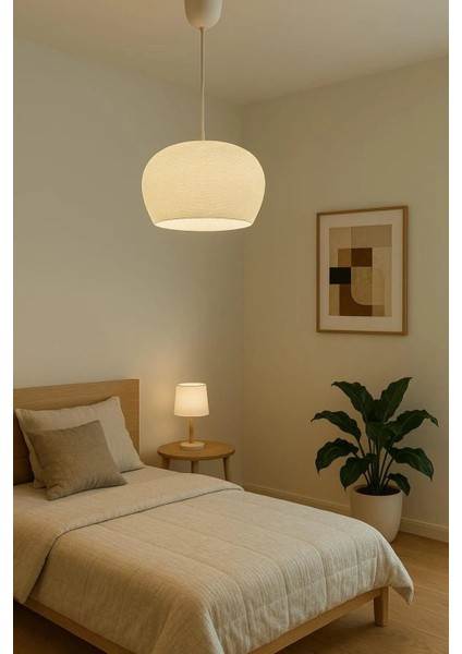 Modern Beyaz Dokulu Tekli Sarkıt Avize, Şık ve Zarif Tasarım