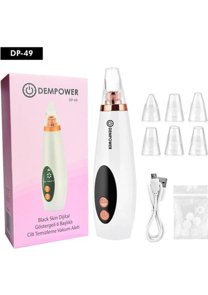Dempower Black Skin Dijital Göstergeli 6 Başlıklı Cilt Temizleme Vakum Aleti fiyatları
