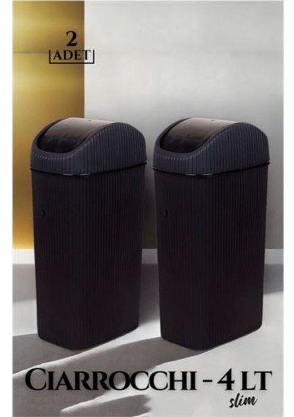 4 Litre Slim Çöp Kovası 2'li Set - Siyah, Şık ve Pratik Temizlik Çözümleri