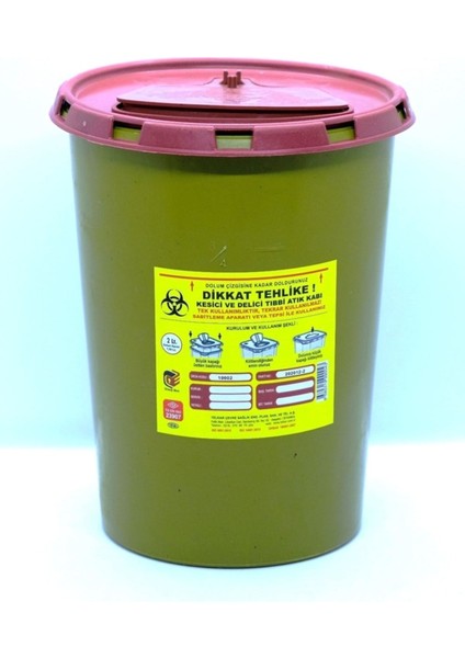 5 Adet 2 Lt Mini Kesici ve Delici Tıbbi Enfekte Atık Kutusu, Sarı Renk