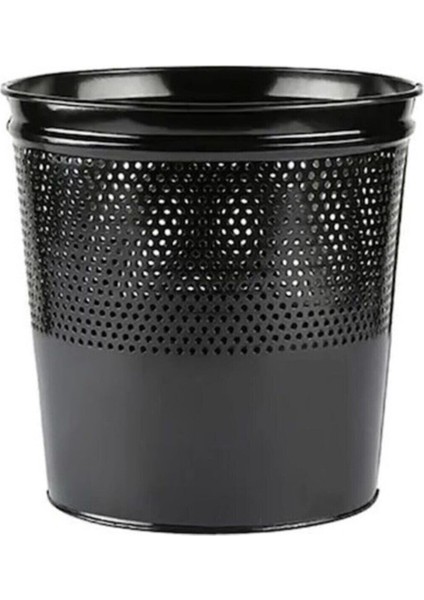 Ofis Tipi Boyalı Delikli Siyah Çöp Kovası, Şık ve Fonksiyonel Temizlik Aksesuarı