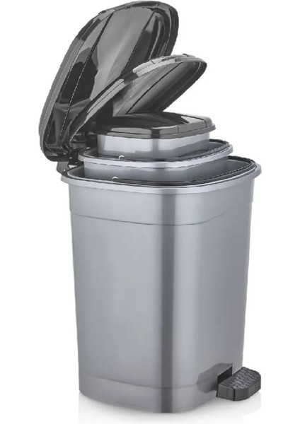 Çöp Kovası Seti 20L 10L 5l Gri, Tuvalet, Banyo, Mutfak Için 3'ü 1 Arada Uygun