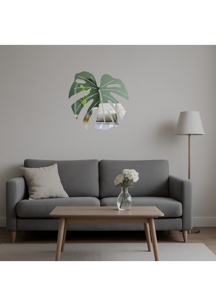 Monstera Yaprağı Tasarımlı Dekoratif Iç Mekan Aynalı Tablo - MRS1225-9969 indirimleri