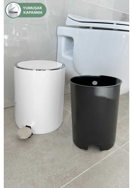 Şık Beyaz Pedallı Çöp Kovası, 5 Litre, Pratik ve Temiz Kullanım fiyatları