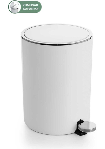 Şık Beyaz Pedallı Çöp Kovası, 5 Litre, Pratik ve Temiz Kullanım modelleri