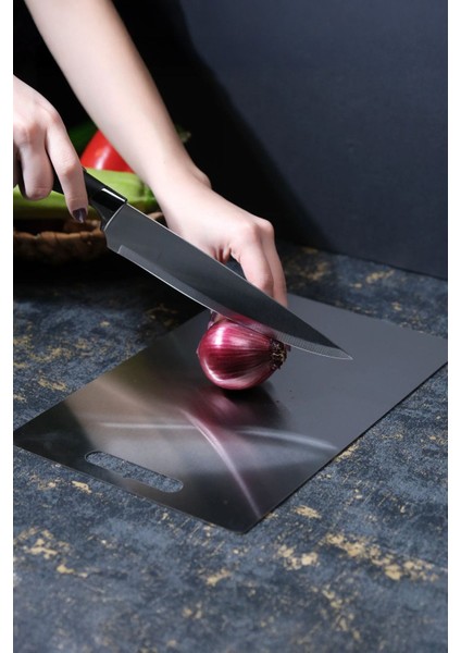 Paslanmaz Çelik Antibakteriyel Mutfak Kesme Tahtası 24X34CM Gri fırsatları