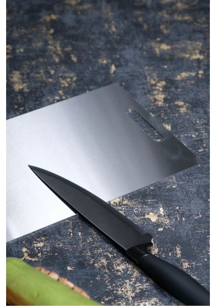 Paslanmaz Çelik Antibakteriyel Mutfak Kesme Tahtası 24X34CM Gri