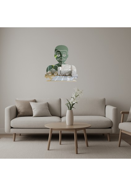 Iç Mekan Dekoratif Baba ve Kız Emoji Aynalı Tablosu - MRS8500-1756