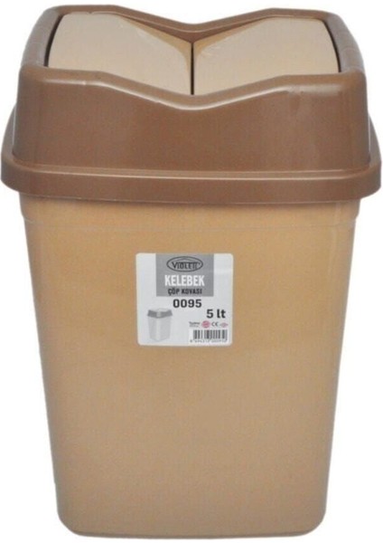 Bej 5 Lt Kelebek Çöp Kovası, Şık ve Kullanışlı Ev Temizlik Ürünü