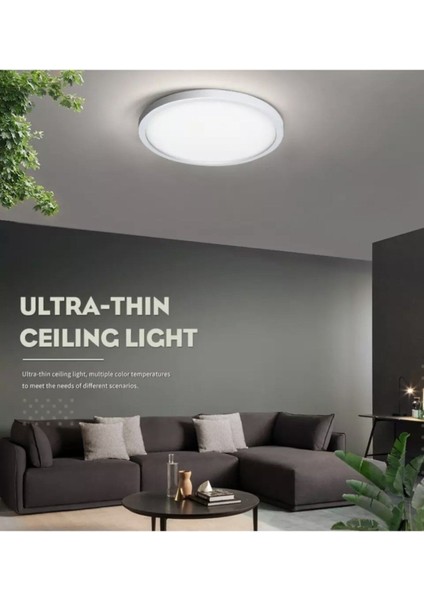 Şık Modern LED Tavana Asma Işık, Salon, Mutfak, Oturma Odası, Panel, 6400K, Beyaz