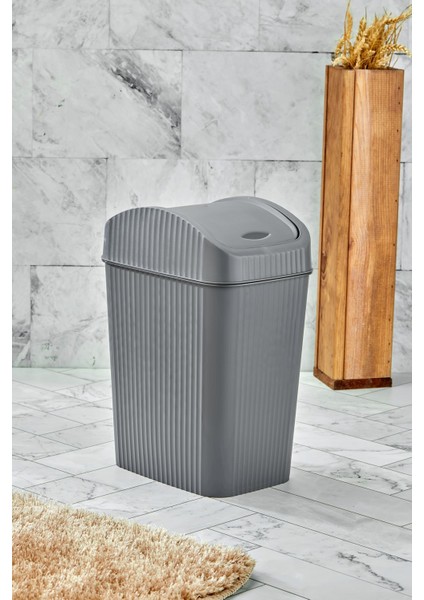 Modern 3'lü Kapaklı Çöp Kovası Seti, Farklı Boyutlar, Şık Gri Renkli modelleri