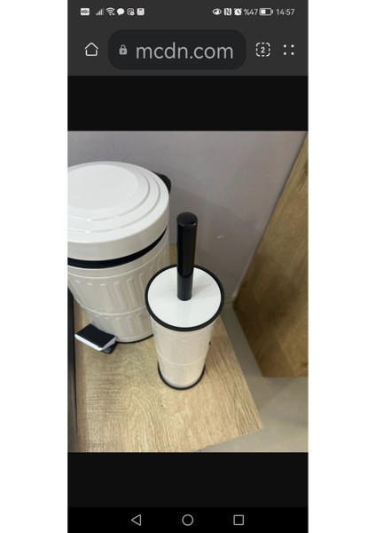 Beyaz Çizgili 2'li Çöp Kutusu ve Wc Fırçası Seti, 5 Litre, Banyo Takımı fiyatları