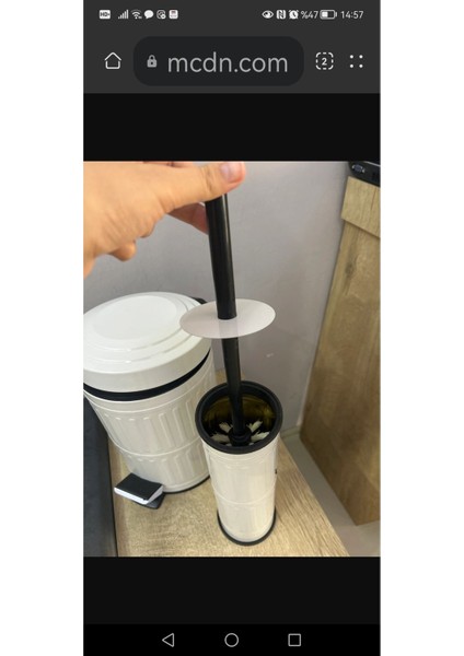 Beyaz Çizgili 2'li Çöp Kutusu ve Wc Fırçası Seti, 5 Litre, Banyo Takımı modelleri