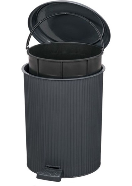 Antrasit Gri 3'lü Nostaljik Pedallı Çöp Kutusu, 20, 11 ve 6 Litre Seçenekleriyle fiyatları