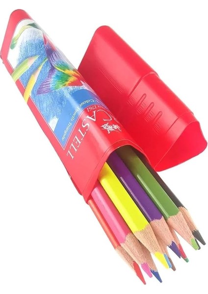 Faber-Castell Boya Kalemi 12 Renk Tam Boy Üçgen Plastik Tüp