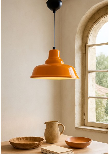 Turuncu Metal Retro Sarkıt Aydınlatma, Ev ve Restoran Için Şık Tasarım