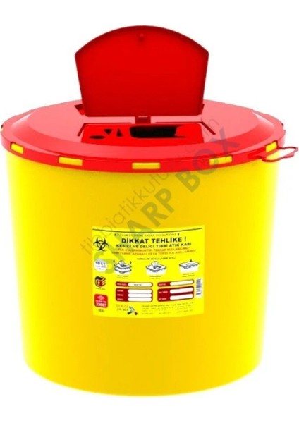 10 Lt Tıbbi Atık Kovası Seti, Sert Plastik, Güvenli ve Dayanıklı, 5'li Paket modelleri