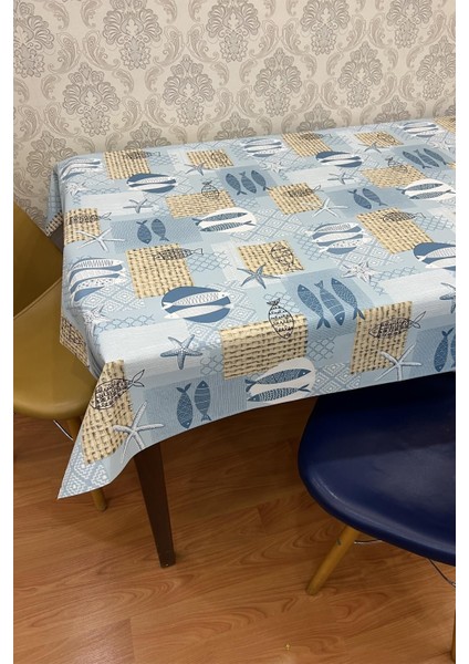 Mavi Pvc Elyaf Tabanlı Silinebilir Masa Örtüsü, Şık ve Dayanıklı Kullanım Sağlar. fırsatları