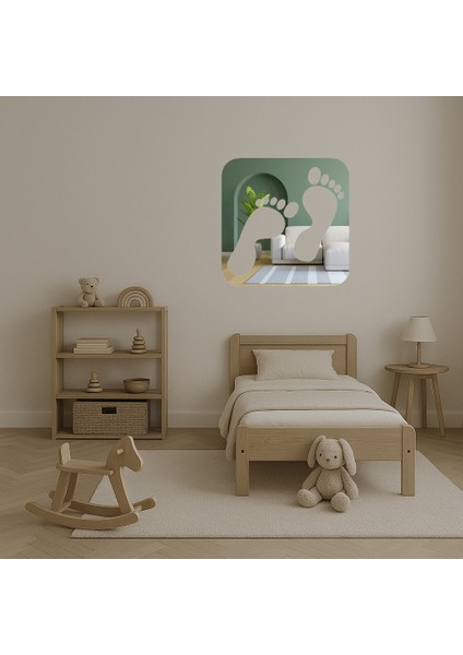 Ayak Izi Tasarımlı Dekoratif Aynalı Tablo - MRS3446-6913 fırsatları