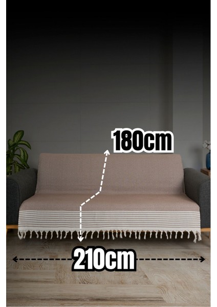 Pamuklu Saçaklı Koltuk ve Çekyat Örtüsü, 180X210 Cm, Kahverengi Güzellik fiyatları