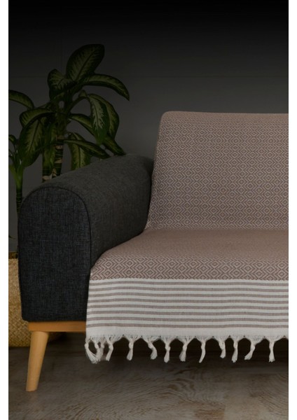 Pamuklu Saçaklı Koltuk ve Çekyat Örtüsü, 180X210 Cm, Kahverengi Güzellik modelleri