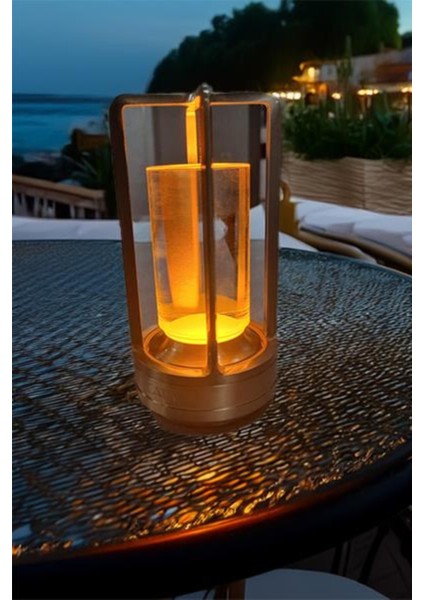 3 Renk Işık Fonksiyonlu USB Şarjlı Masa Lambası Gri Kasa