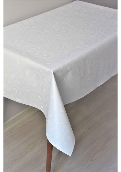 Silinebilir Pvc Muşamba Masa Örtüsü, Yarım Ay Tasarım, Beyaz, Şık ve Pratik Kullanım