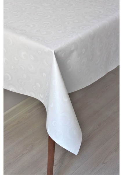 Silinebilir Pvc Muşamba Masa Örtüsü, Yarım Ay Tasarım, Beyaz, Şık ve Pratik Kullanım fiyatları